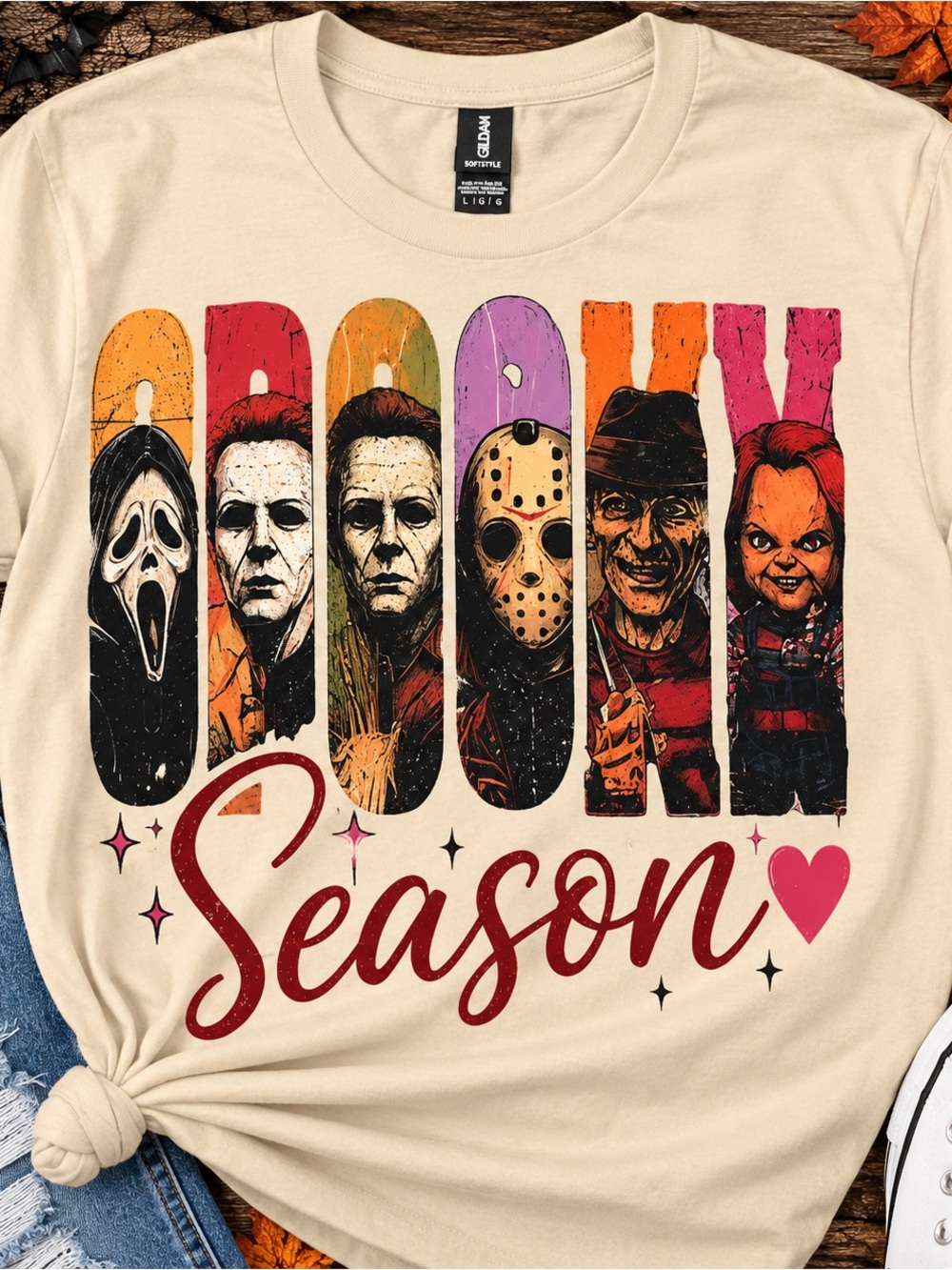 Seasonal Horror Graphic Tee - Cream